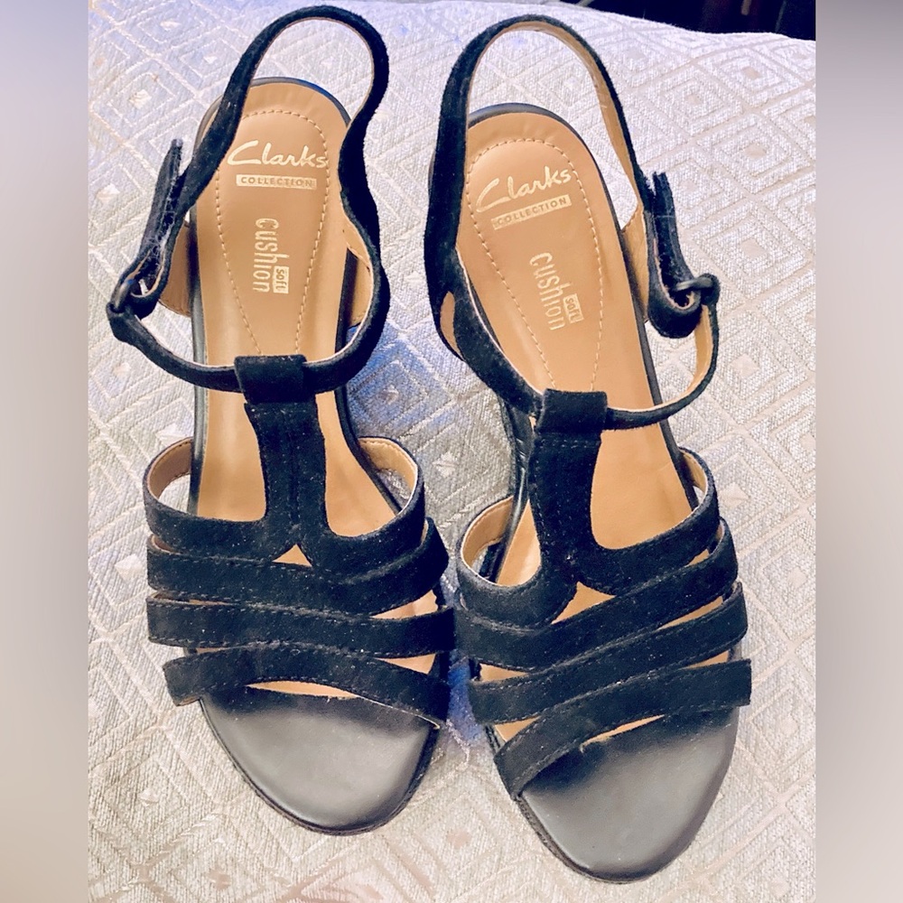 Clarks Soft Cushion Collection Zia Reign Wedge Sandal sz 8